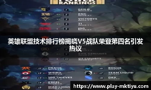 英雄联盟技术排行榜揭晓V5战队荣登第四名引发热议